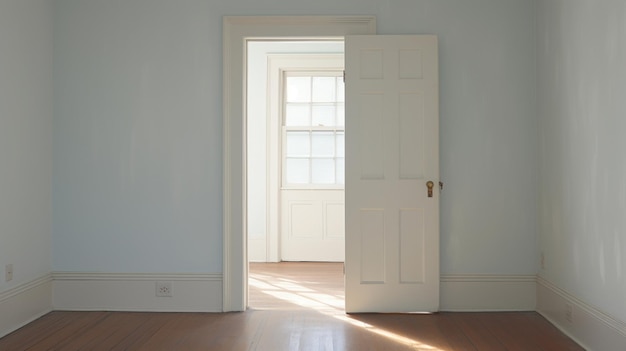 White walls on a small room with a white door