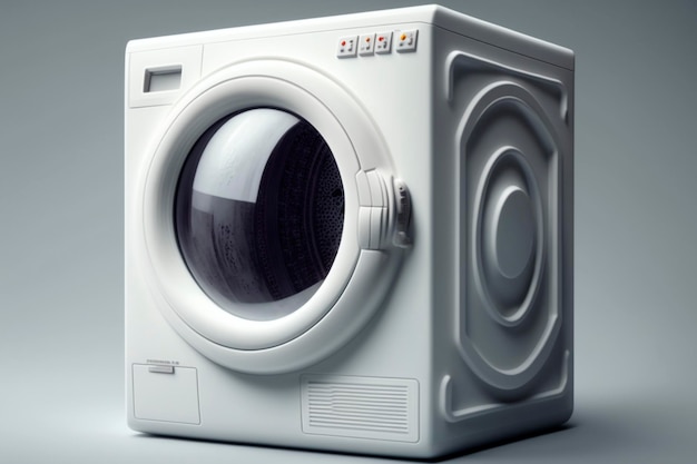 A white washing machine with a digital display on the front generative ai