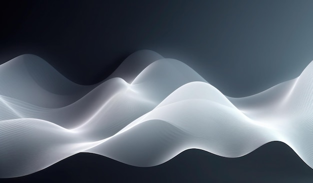 黒い背景に白い波が光のパターンで描かれています。