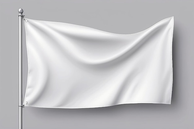 Photo white waving flag template clean horizontal canvas for your design empty blank of flag on flagpole