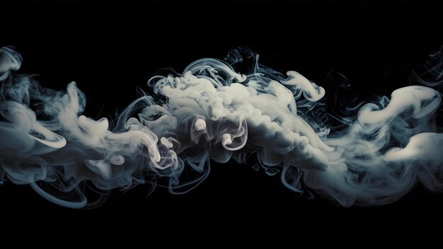 White wavy smoke on black background