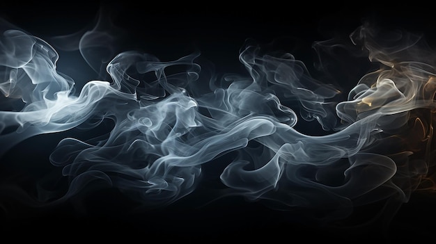 White wavy smoke on black background