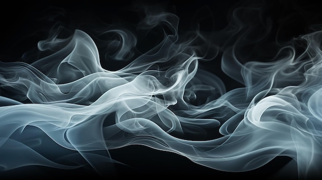 White wavy smoke on black background