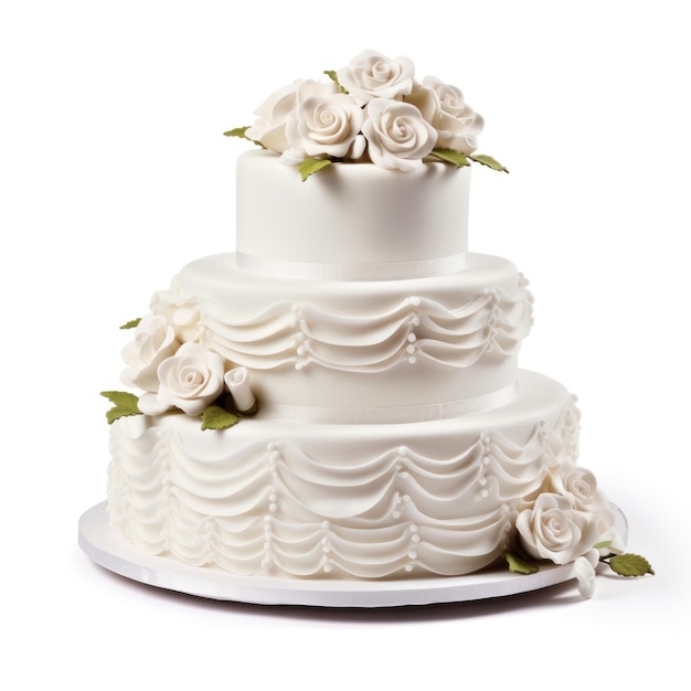 white wedding cake isolated