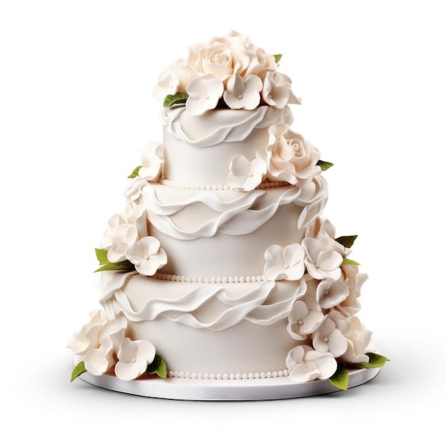 white wedding cake isolated