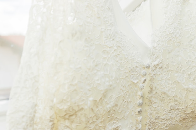 White Wedding dress detail