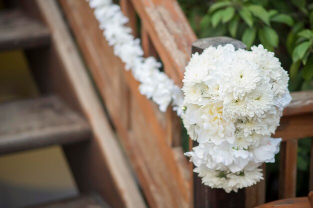 White wedding flower decorations