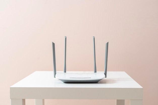 A white wifi router isolated internet communication equipment