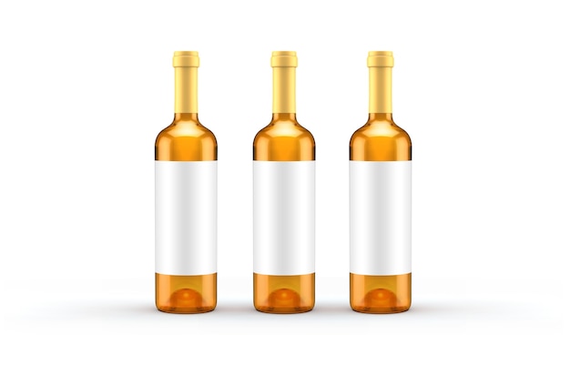 White wine bottle isolated. 3d illustration, 3d rendering.