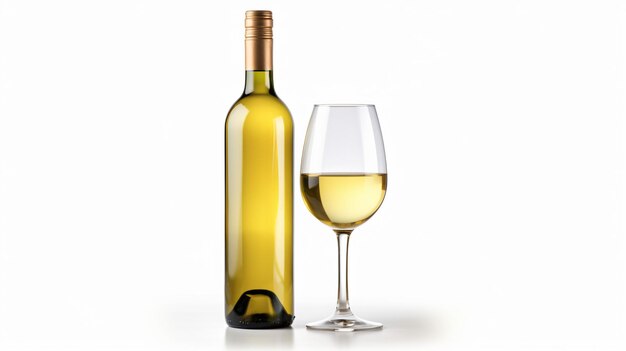 White wine bottle isolated on white background