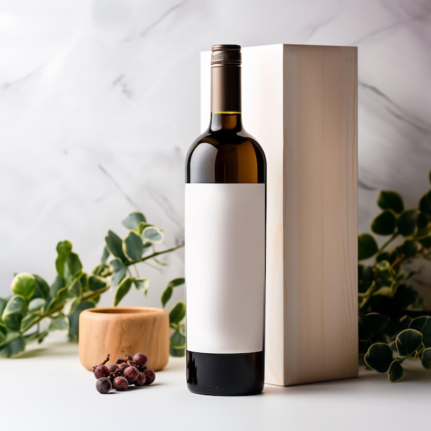 white wine box and bottle mockupAI generated