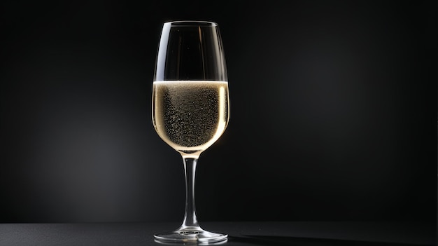 White wine glass on black background