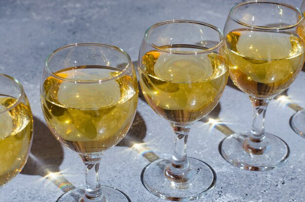 White wine in glass glasses