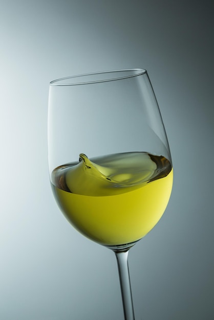 White wine glass with wave