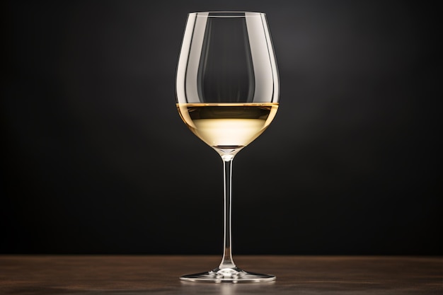 Photo a white wine goblet isolated on a black backdrop