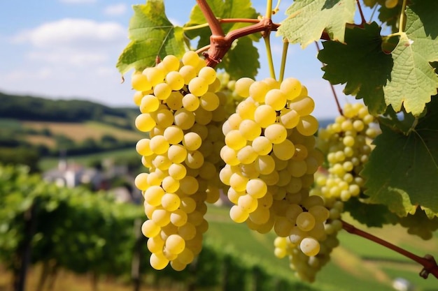 パラチナート州のブドウ畑のブドウの上にある白ワインブドウ