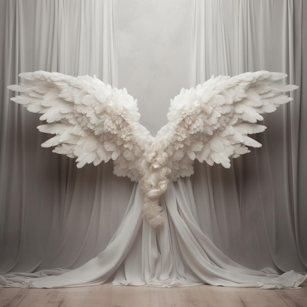 White wings with beautiful feathers on the wall