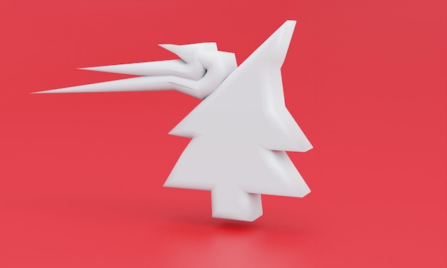 White winter icon 3D render isolated on red background Minimalism concept