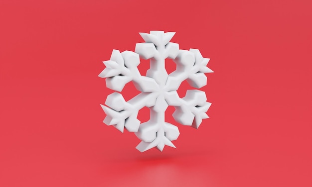 Photo white winter icon 3d render isolated on red background minimalism concept