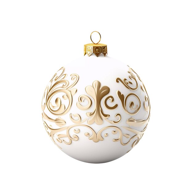 Photo white with gold christmas ball realistic d style