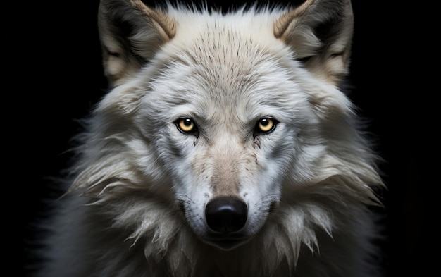 White Wolf Portrait on Isolated Background Generative AI