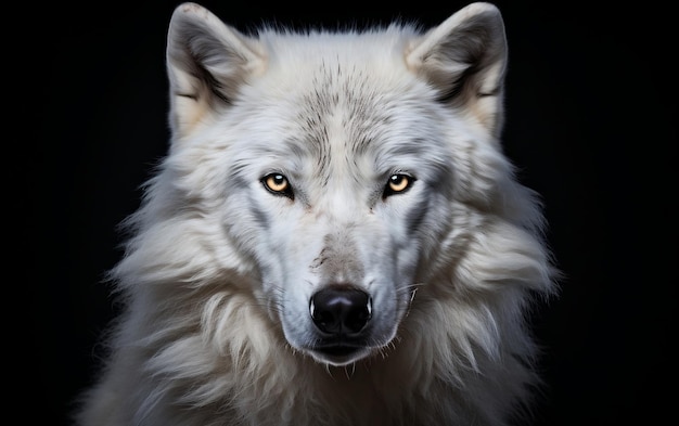 White Wolf Portrait on Isolated Background Generative AI