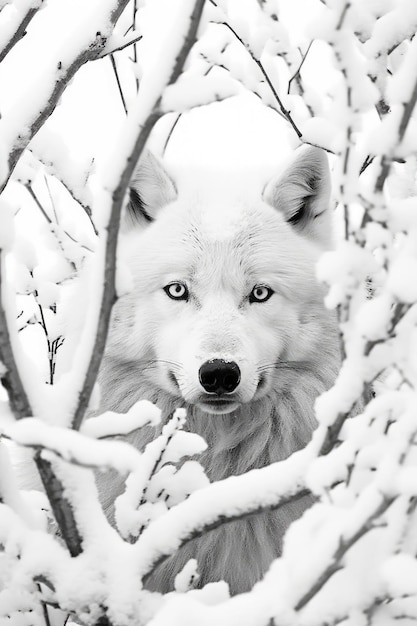 White wolf in the snow wallpaper