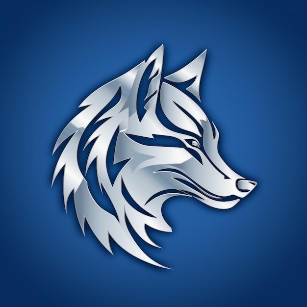 A white wolf with a blue background and the word wolf on it