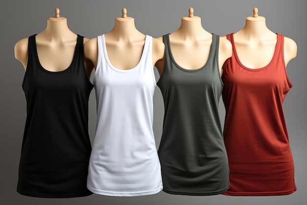 Photo white woman camisoles on white background generative ai