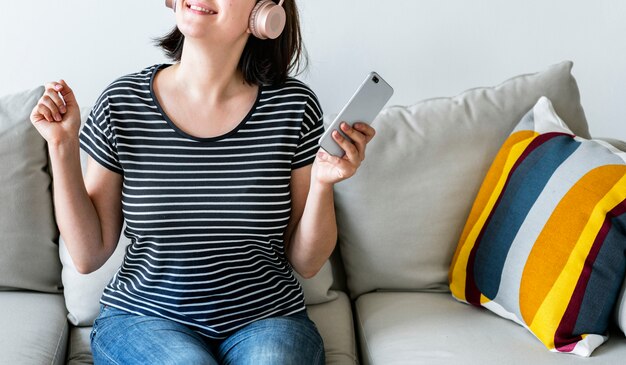 White woman enjoying the music