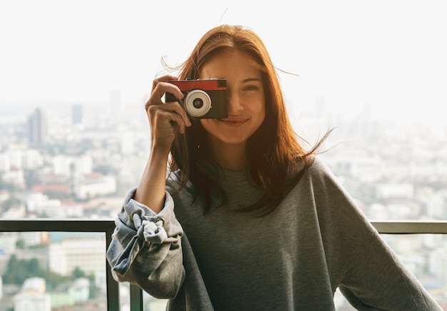 White woman enjoying weekend concept