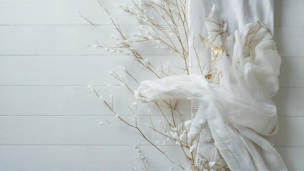 White wood background with cloth