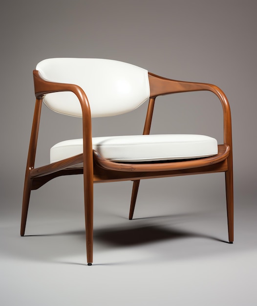 a white and wood chair