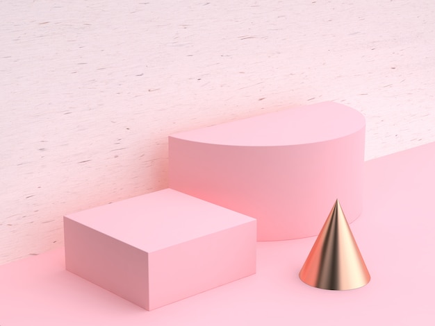белое дерево розовый стена сцена минимальный абстрактный геометрическая форма 3d рендеринг