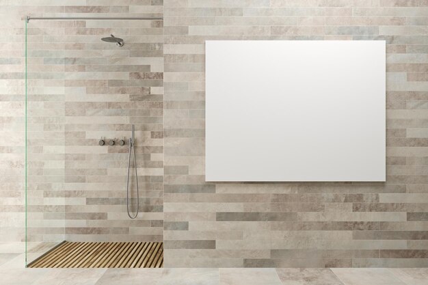 Photo white wooden bathroom shower poster