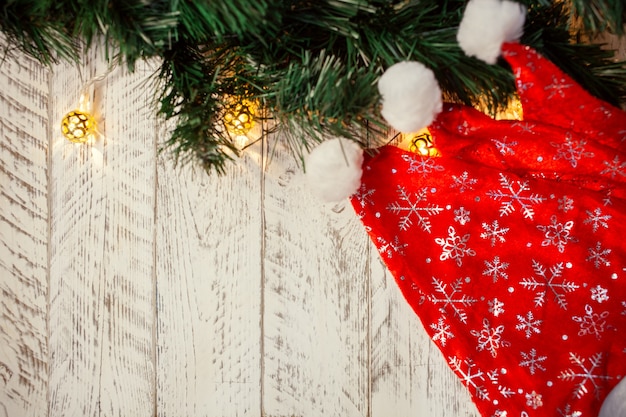 White wooden Christmas background.