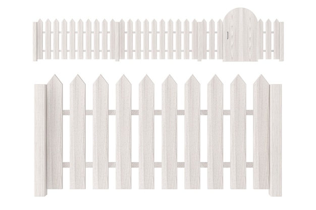 Фото Белый деревянный забор на белом фоне