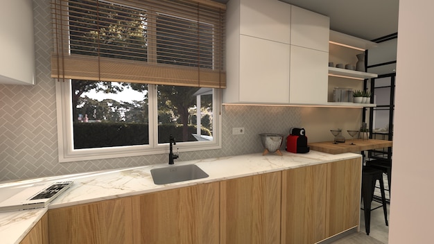 White and wooden kitchen