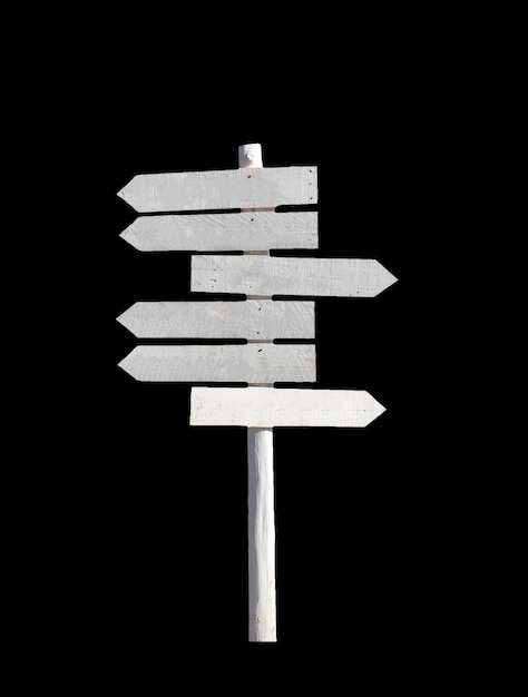 Photo white wooden signpost arrows blank