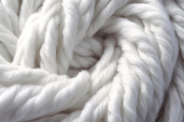複雑な質感と柔らかさを表現した白い毛糸 糸はしっかりと撚られています