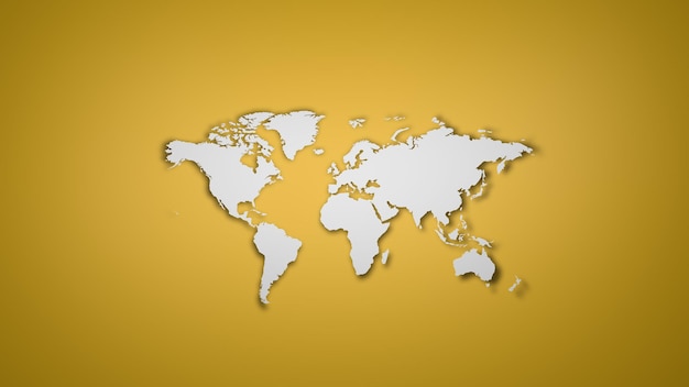 White Worldmap on yellow Background