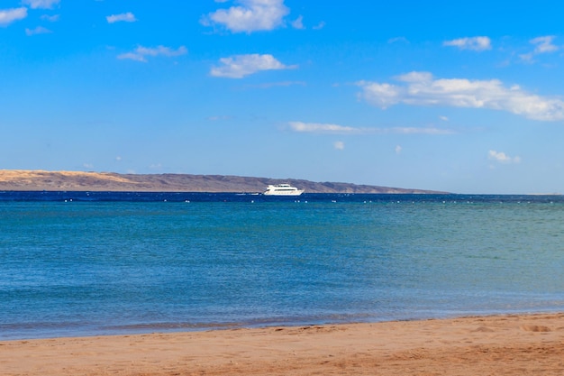 White yacht sailing in Red sea Egypt