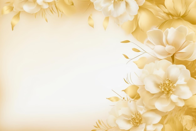White and yellow background with flowers Copy space