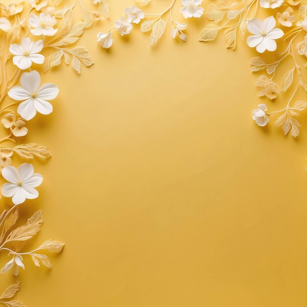 White and Yellow Flower on Gradient Yellow Background Botanical Wallpaper For Presentation Template