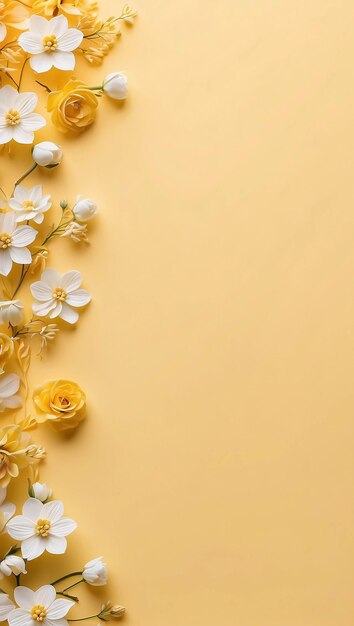 White and Yellow Flower on Gradient Yellow Background Botanical Wallpaper For Presentation Template