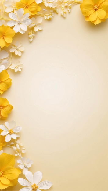 Photo white and yellow flower on gradient yellow background botanical wallpaper for presentation template