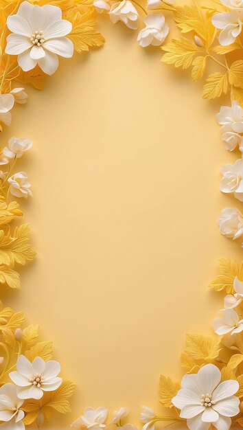 Photo white and yellow flower on gradient yellow background botanical wallpaper for presentation template