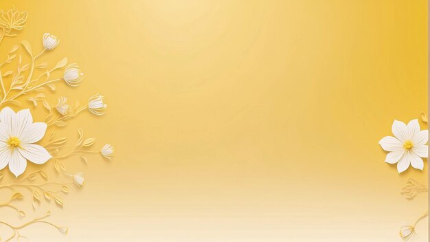 Photo white and yellow flower on gradient yellow background botanical wallpaper for presentation template