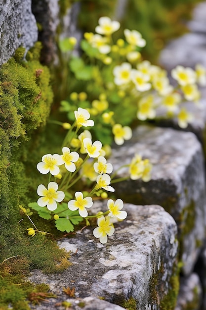 Photo white and yellow flower