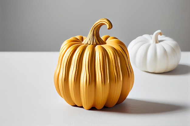 White and yellow pumpkin sitting next to each other generative ai